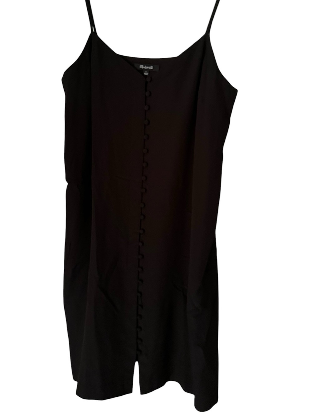 Madewell Black Slip Dress with Front Covered Buttons Size 6